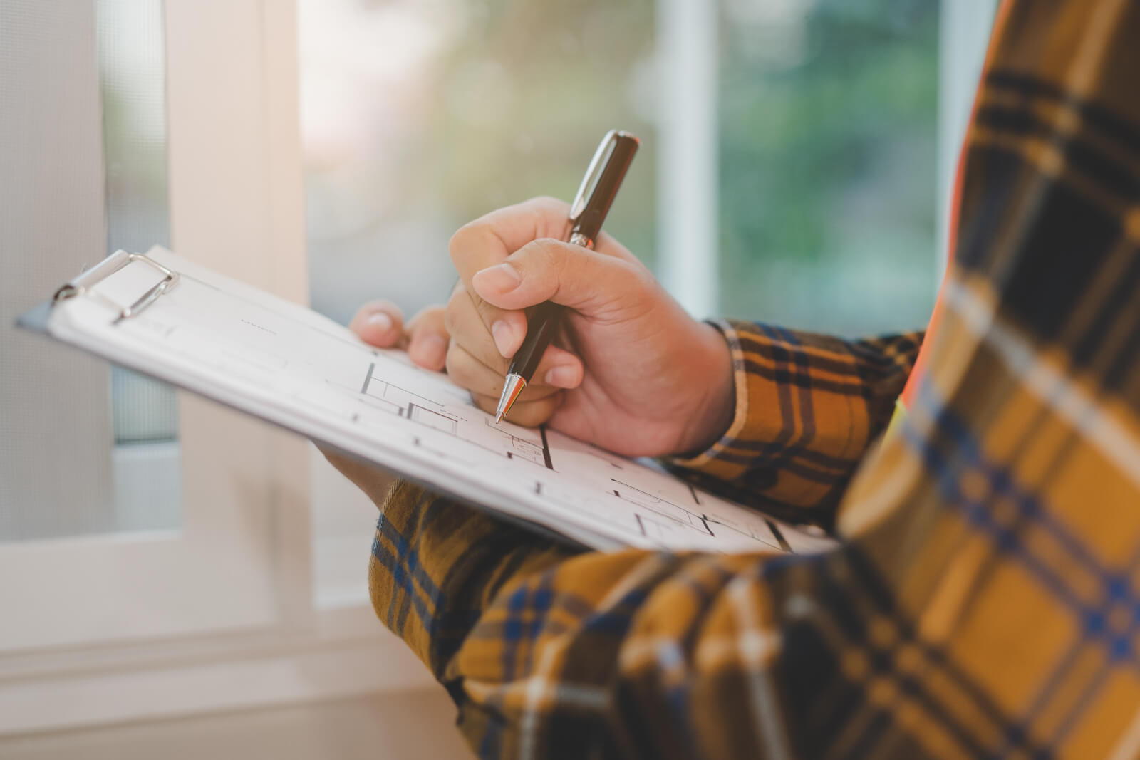 Person signing a home inspection form